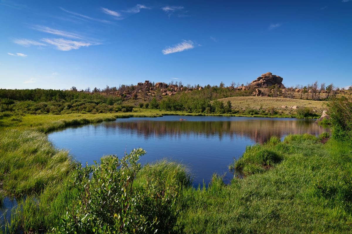 Landscape view of Vedauwoo near Poland Road pond in the Vedauwoo & Laramie region.