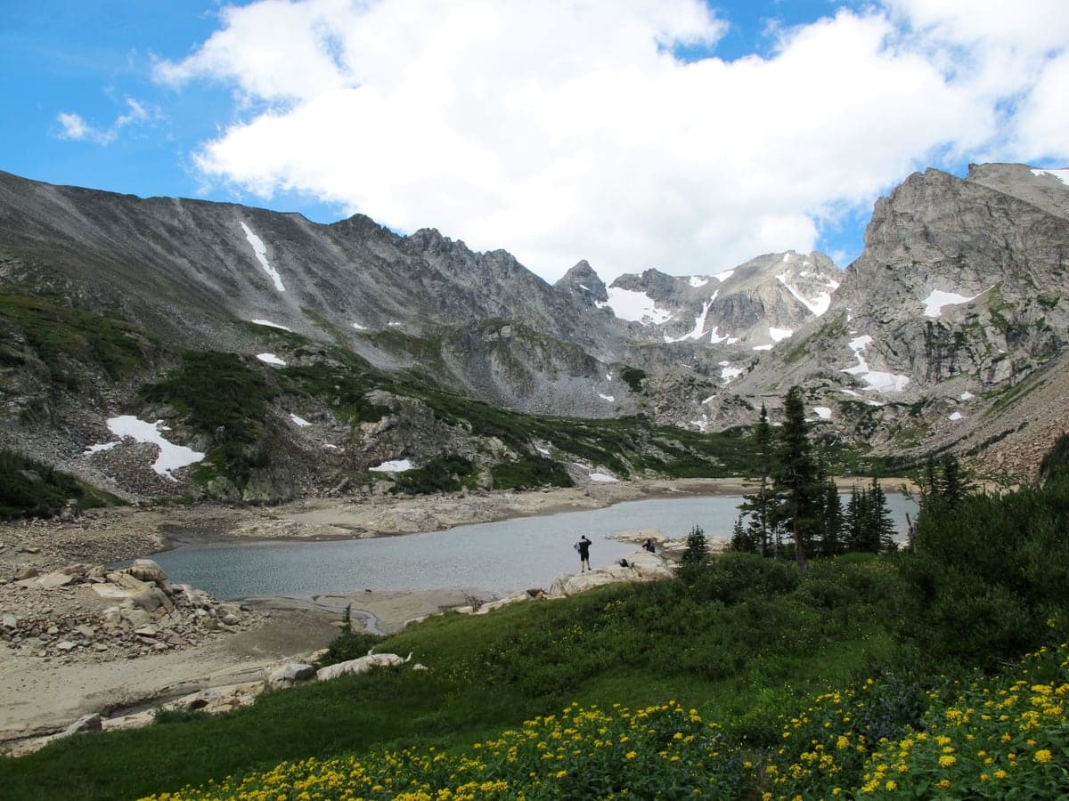 Landscape view of Lake Isabelle near Overlook in the Indian Peaks & Brainard Lake region.