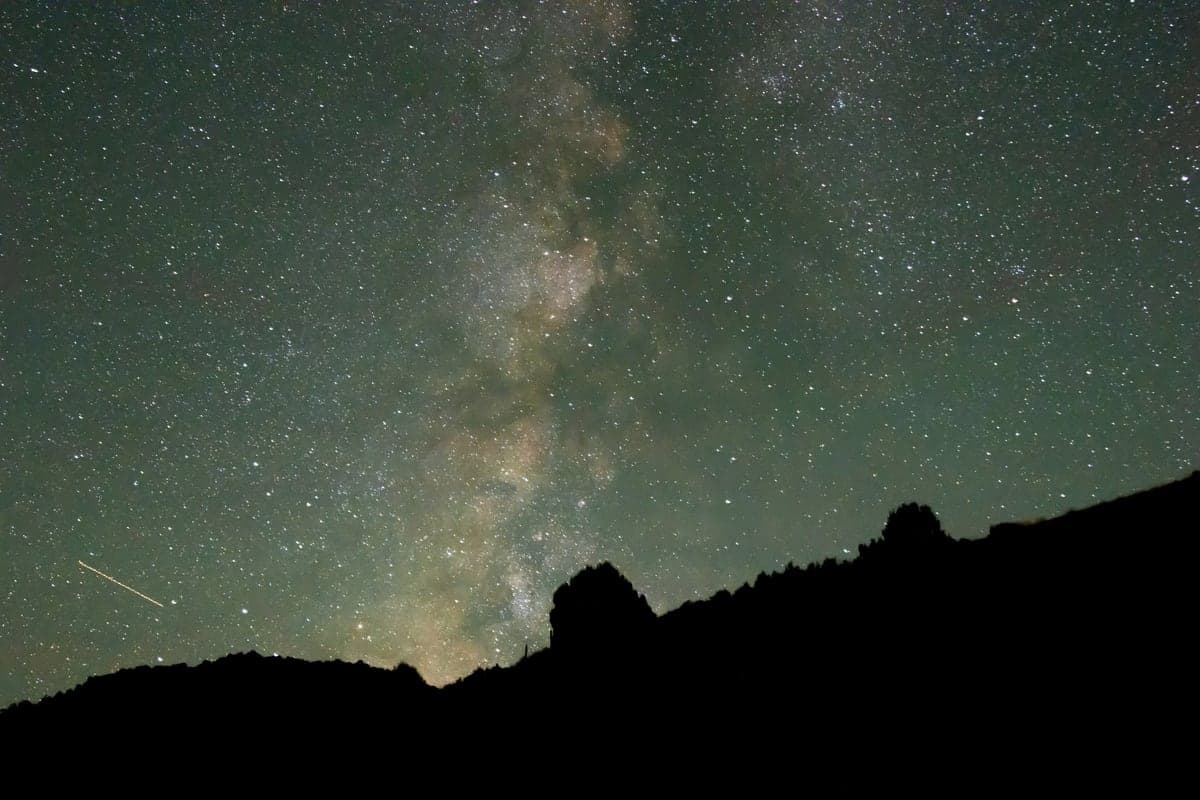 Milky Way rising above the dark walls of Glenwood Canyon