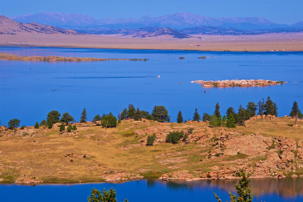Landscape view of Eleven Mile Reservoir near North shore in the Lake George & Eleven Mile region.