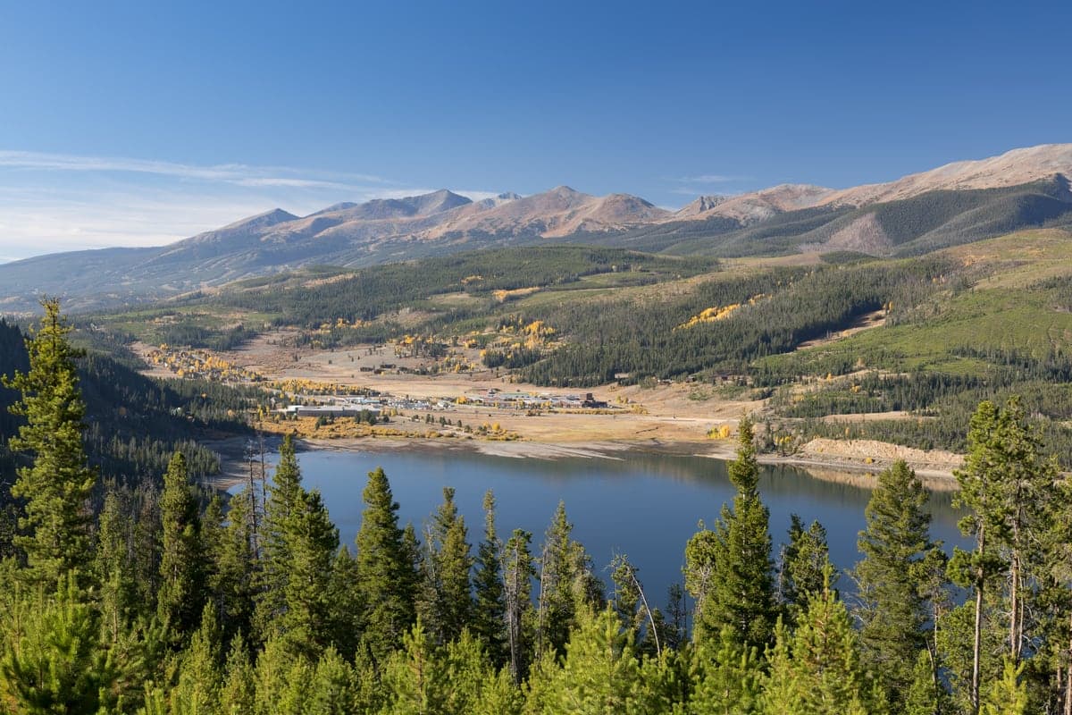 The Blue River arm of Dillon Reservoir backed by the Tenmile Range.