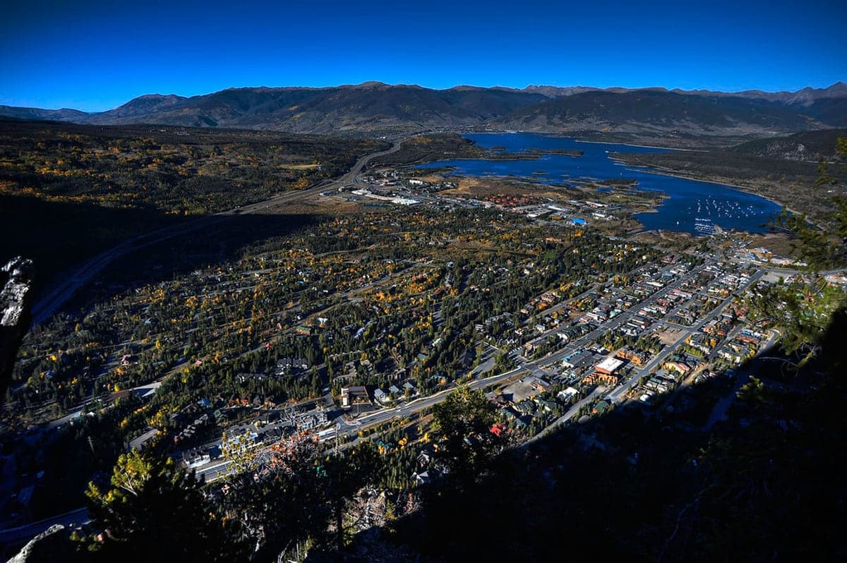 Looking down on Frisco in the Summit County & Dillon region.