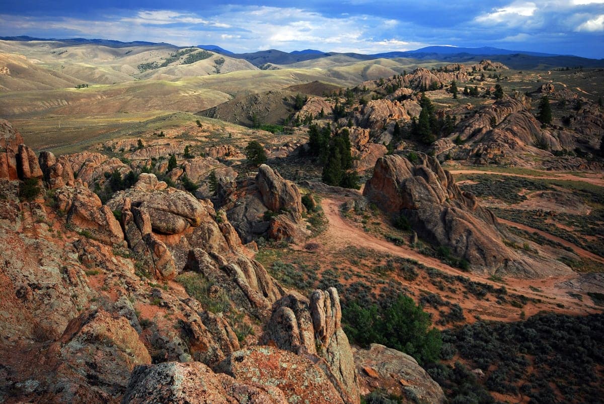Granite formations and open high-desert terrain at Hartman Rocks near Gunnison.
