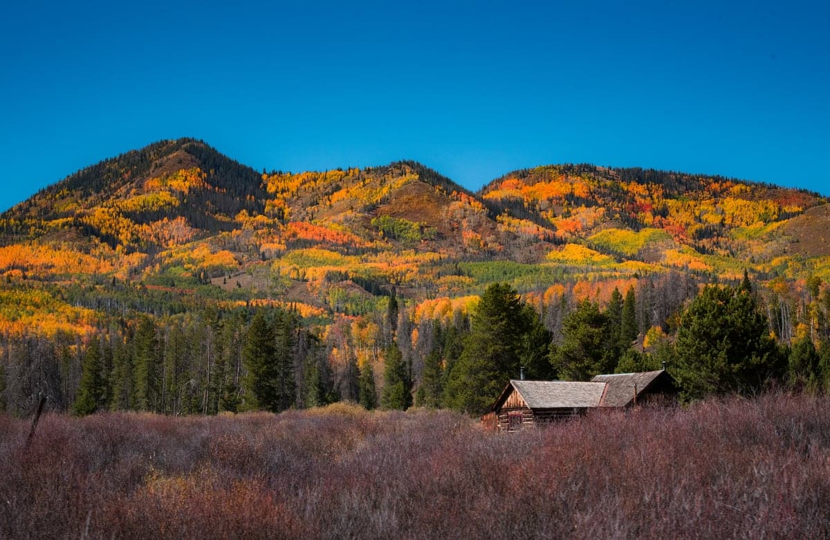 Steamboat Lake beneath forested slopes and the northern Colorado sky.