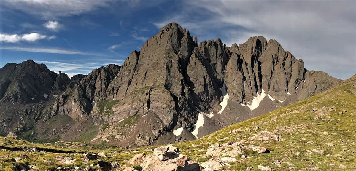 Landscape view of Crestone Needle near Humboldt Ridge in the Westcliffe & the Sangre de Cristo Mountains region.
