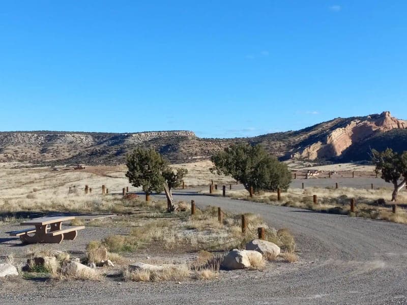 Jouflas Campground campsite with picnic table, fire ring, and Rabbit Valley views